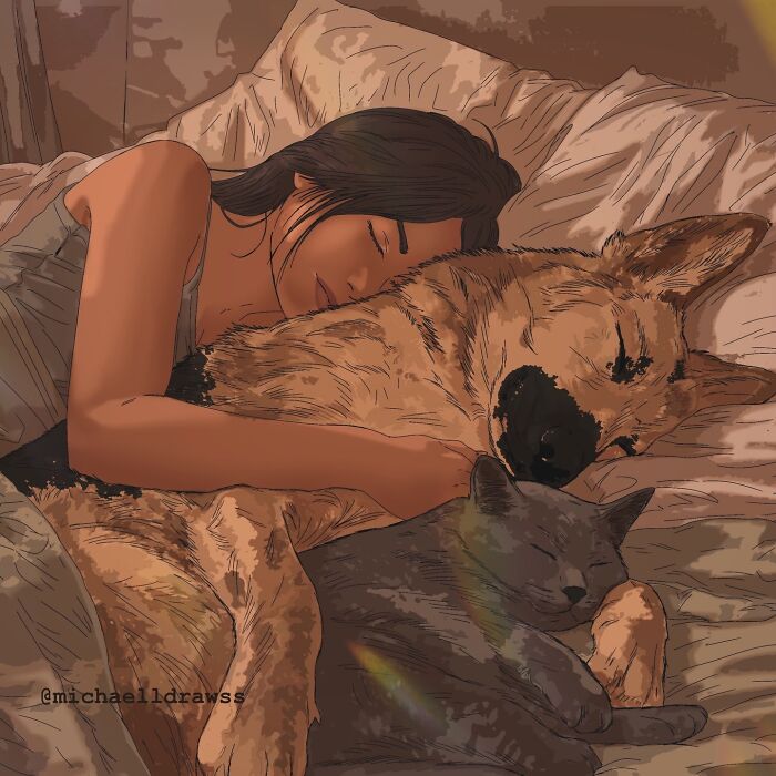 This Artist Creates Custom Portraits That Capture The Bond Between Humans And Pets (47 Pics)