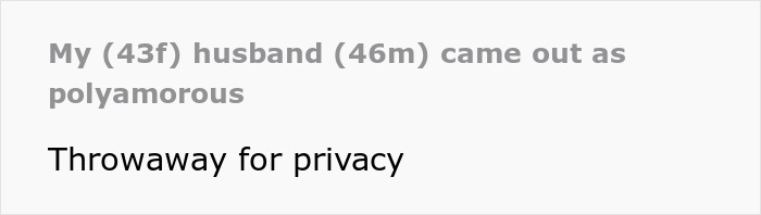 46YO “Comes Out” As Poly, Has A Date Lined Up Even Before Wife Can Digest What’s Happening 46YO “Comes Out” As Poly, Has A Date Lined Up Even Before Wife Can Digest What’s Happening