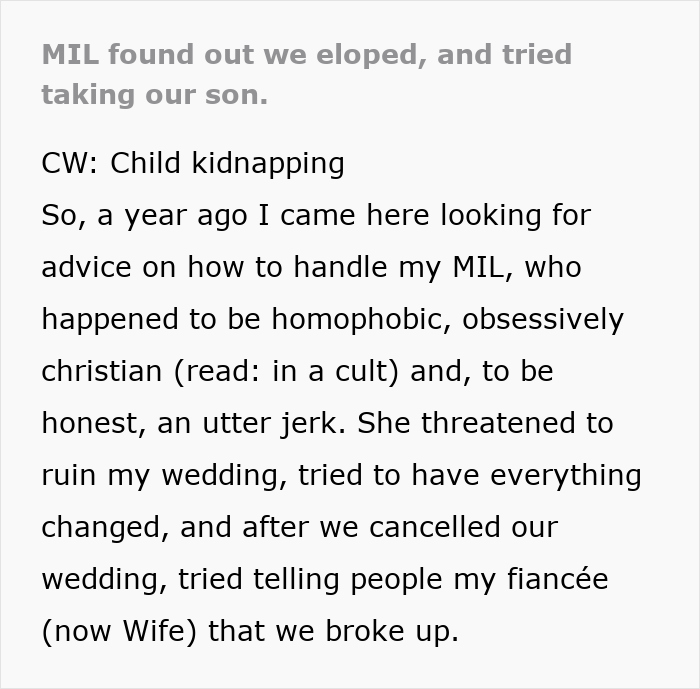 Couple In Shock After Religious MIL Kidnaps Their Son As Revenge For Eloping, She Ends Up Behind Bars Couple In Shock After Religious MIL Kidnaps Their Son As Revenge For Eloping, She Ends Up Behind Bars