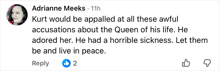 Courtney Love’s Reaction To Kurt Cobain Homicide Claim Revealed By Report Courtney Love’s Reaction To Kurt Cobain Homicide Claim Revealed By Report