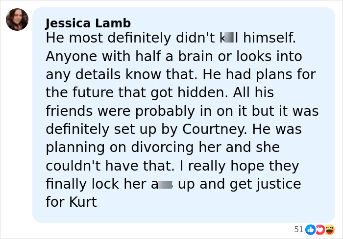 Courtney Love’s Reaction To Kurt Cobain Homicide Claim Revealed By Report Courtney Love’s Reaction To Kurt Cobain Homicide Claim Revealed By Report