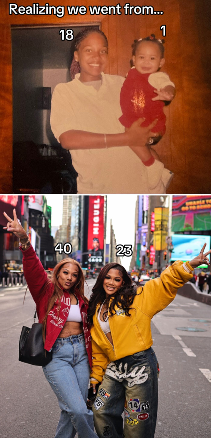 64 Parents Joined The Trend Of Sharing Photos With Their Kids That They Had Young