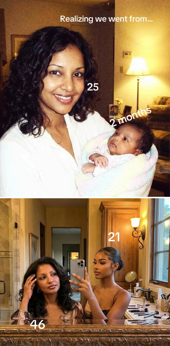 64 Parents Joined The Trend Of Sharing Photos With Their Kids That They Had Young