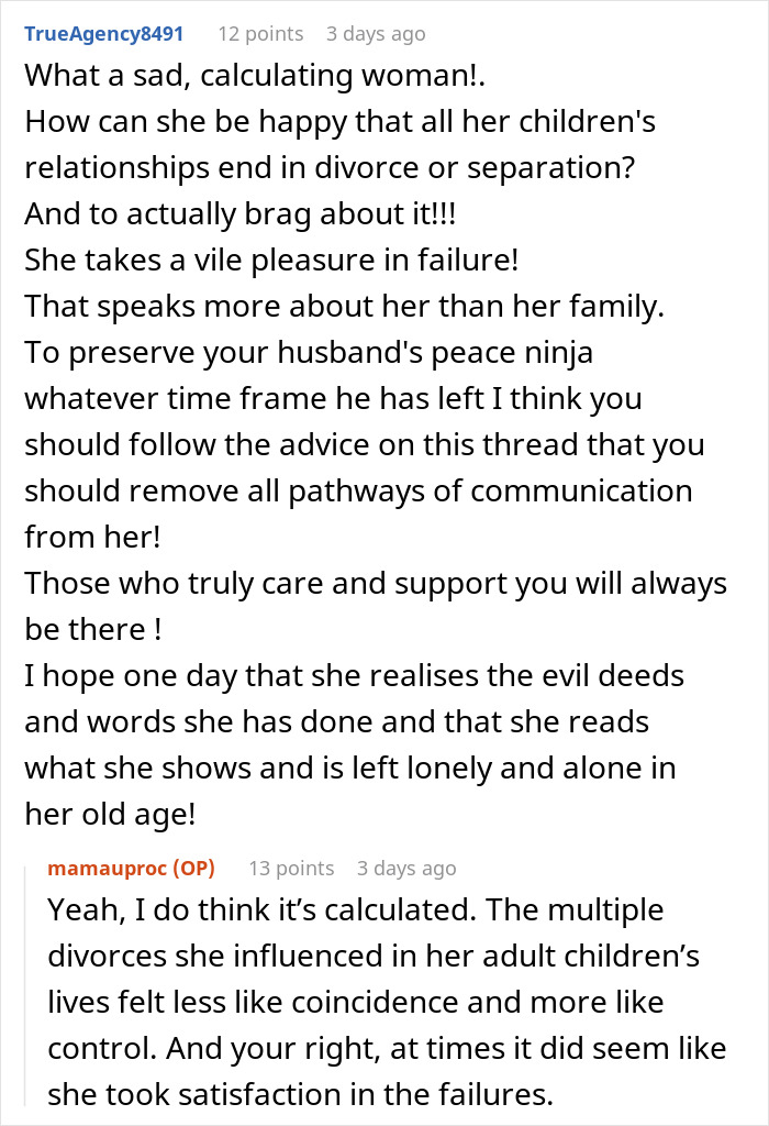 MIL Is Praised As A “Saint” By Family, But Her Vicious Ultimatum To Her Terminal Son Reveals All