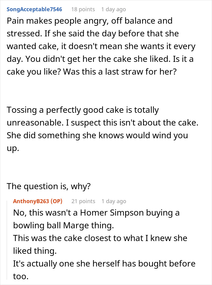 Ungrateful Wife Bins Husband&rsquo;s Cake Gift Because Of A “Bad Mood,” He&rsquo;s Livid Over A Lack Of Apology