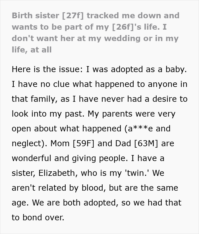 Woman Finds Biological Sister Wanting To Connect, Assumes She&rsquo;s Invited To Her Wedding