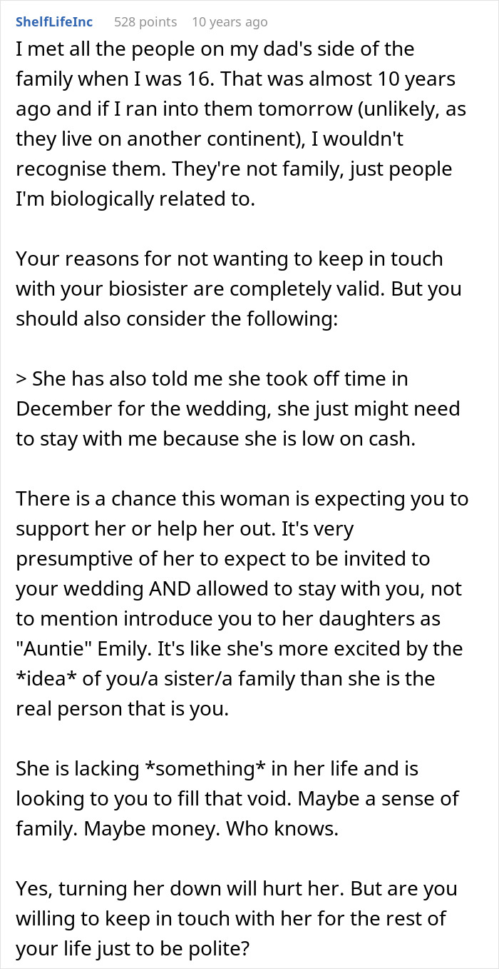 Woman Finds Biological Sister Wanting To Connect, Assumes She&rsquo;s Invited To Her Wedding