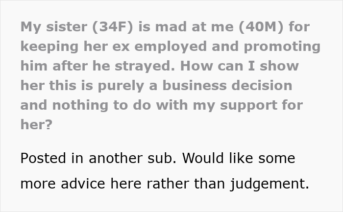 Man Promotes Sister’s Despicable Ex Who Had An Affair, She’s Hurt He Chose Business Over Family Man Promotes Sister’s Despicable Ex Who Had An Affair, She’s Hurt He Chose Business Over Family