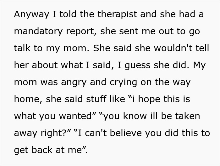 Teen Regrets Being Honest With Her Therapist When Her Mom Gets In Trouble With CPS