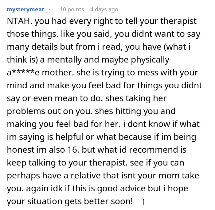 Teen Regrets Being Honest With Her Therapist When Her Mom Gets In Trouble With CPS