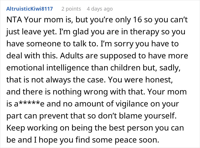 Teen Regrets Being Honest With Her Therapist When Her Mom Gets In Trouble With CPS