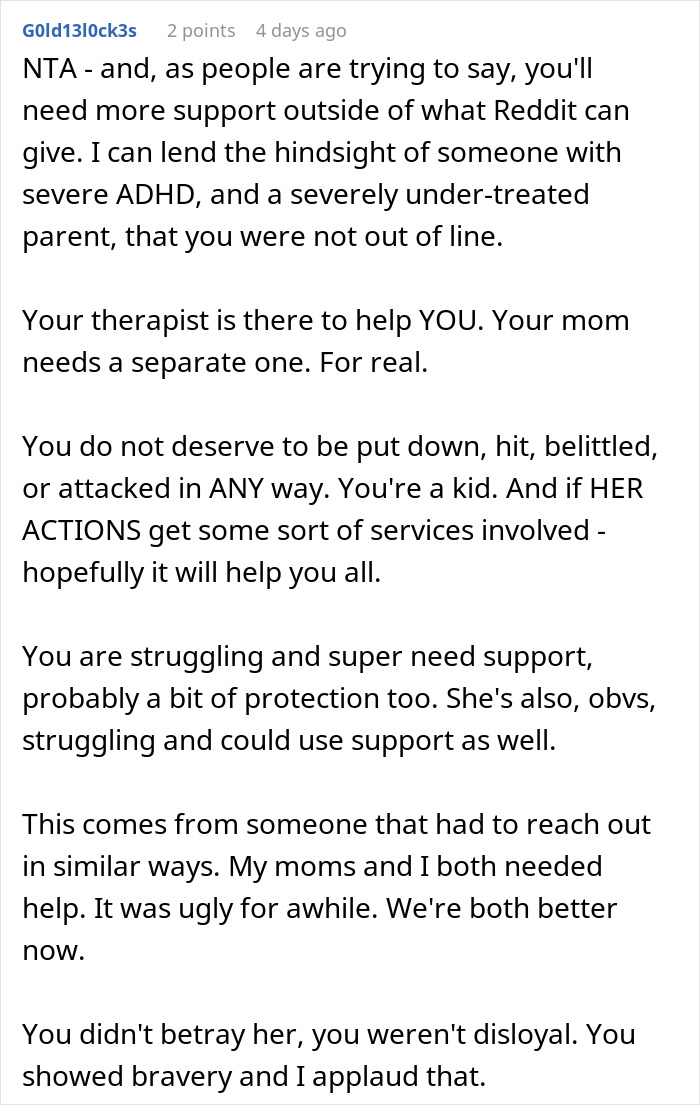 Teen Regrets Being Honest With Her Therapist When Her Mom Gets In Trouble With CPS