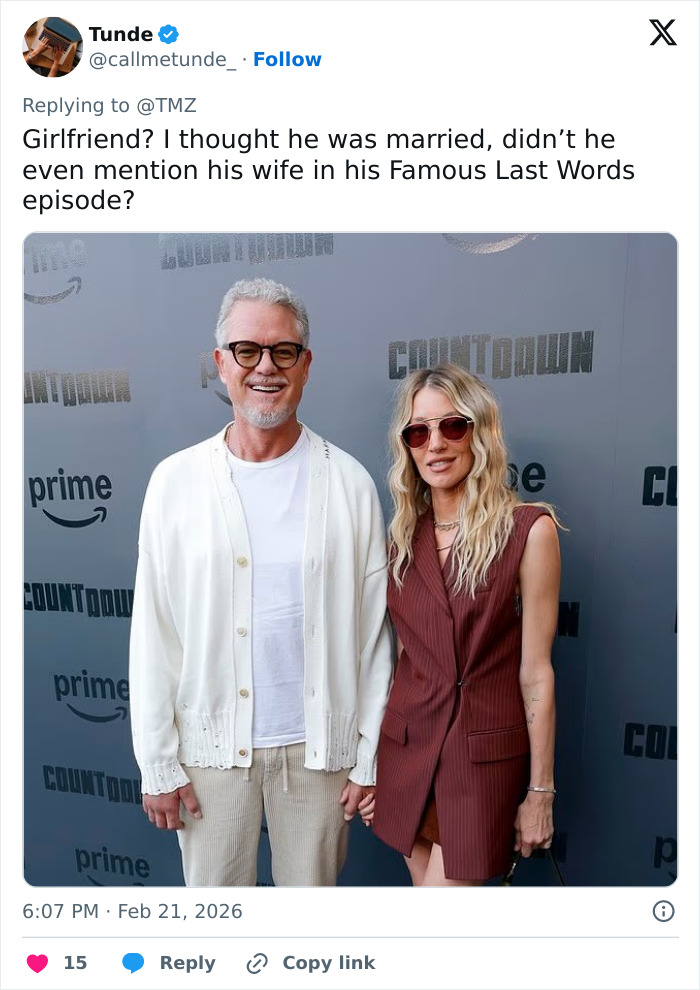 “I Thought He Was Married”: Eric Dane’s Girlfriend Speaks Out After Actor’s Passing