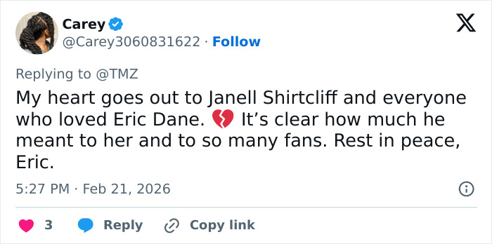 “I Thought He Was Married”: Eric Dane’s Girlfriend Speaks Out After Actor’s Passing