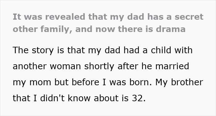 Woman Learns Father Had Secret Son For Decades, Family Falls Apart