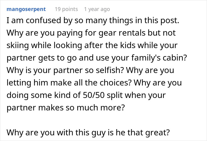 Woman Panics After Partner Who Makes 5x Her Salary Leaves Her Son Without A Ski Pass Woman Panics After Partner Who Makes 5x Her Salary Leaves Her Son Without A Ski Pass