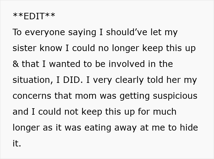 Woman Can’t Keep Her Sister’s Secret Anymore, Breaks Down After Mom Asks Her Directly Woman Can’t Keep Her Sister’s Secret Anymore, Breaks Down After Mom Asks Her Directly