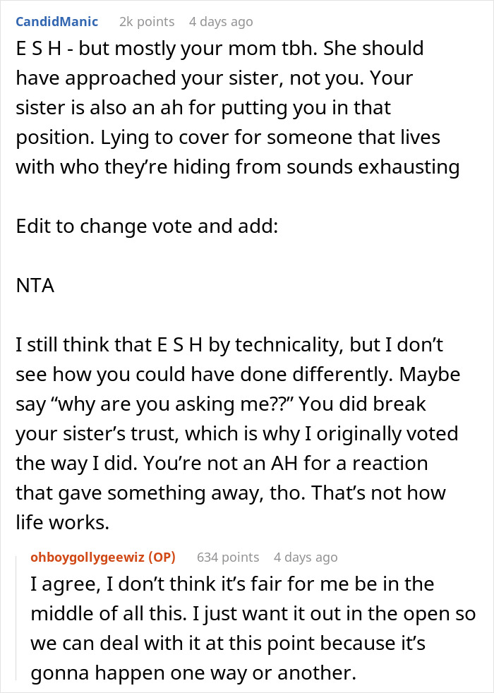 Woman Can’t Keep Her Sister’s Secret Anymore, Breaks Down After Mom Asks Her Directly Woman Can’t Keep Her Sister’s Secret Anymore, Breaks Down After Mom Asks Her Directly