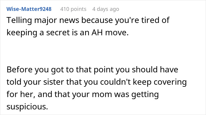 Woman Can’t Keep Her Sister’s Secret Anymore, Breaks Down After Mom Asks Her Directly Woman Can’t Keep Her Sister’s Secret Anymore, Breaks Down After Mom Asks Her Directly