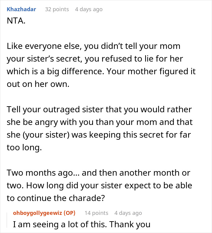 Woman Can’t Keep Her Sister’s Secret Anymore, Breaks Down After Mom Asks Her Directly Woman Can’t Keep Her Sister’s Secret Anymore, Breaks Down After Mom Asks Her Directly