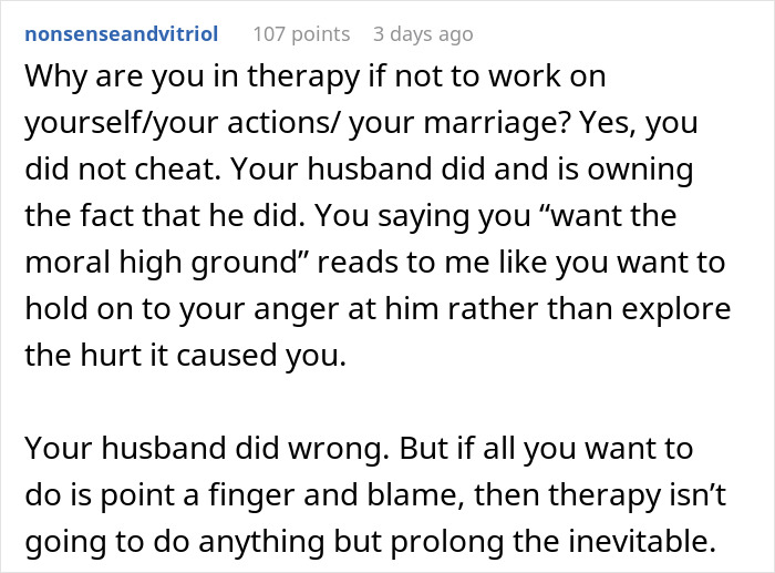 Internet Gives Woman A Reality Check After She Complains About Cheating Husband And Fair Therapist Internet Gives Woman A Reality Check After She Complains About Cheating Husband And Fair Therapist