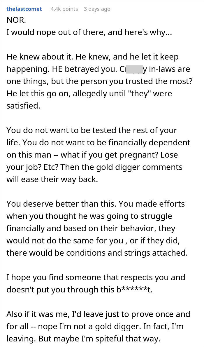 Woman Thought She Was Supporting Her Partner, Turns Out She Was Being Tested As A Gold Digger