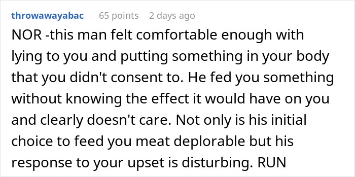 Boyfriend Laughs As Vegetarian Girlfriend Pukes In The Bathroom: “I Knew You’d Like Meat More” Boyfriend Laughs As Vegetarian Girlfriend Pukes In The Bathroom: “I Knew You’d Like Meat More”