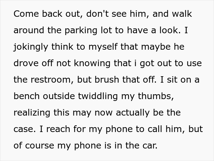 GF Goes To Toilet During Roadtrip, Doesn’t Know Whether To Cry Or Laugh When BF Drives Away GF Goes To Toilet During Roadtrip, Doesn’t Know Whether To Cry Or Laugh When BF Drives Away