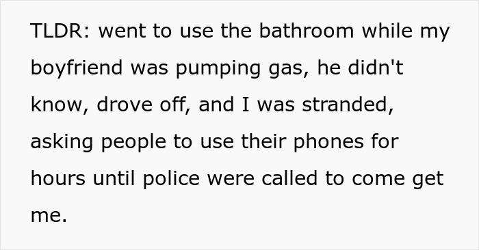 GF Goes To Toilet During Roadtrip, Doesn’t Know Whether To Cry Or Laugh When BF Drives Away GF Goes To Toilet During Roadtrip, Doesn’t Know Whether To Cry Or Laugh When BF Drives Away
