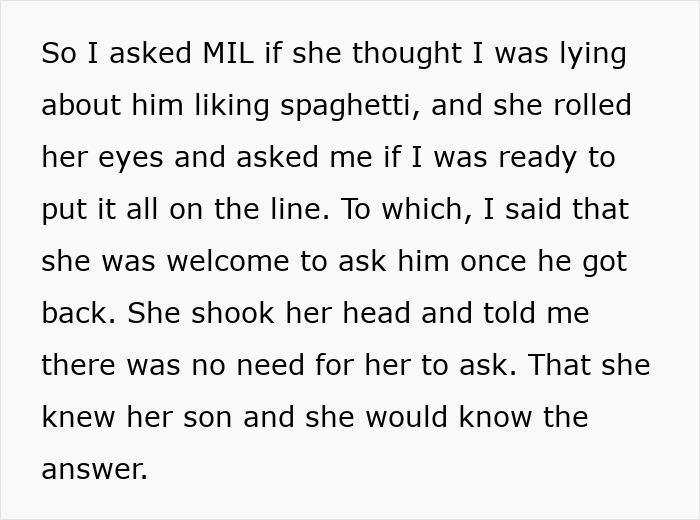 Woman Pushes Back When MIL Claims She Knows Husband Better, A Simple Pasta Question Ends It