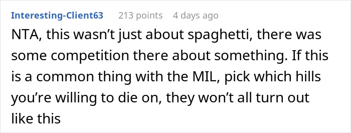Woman Pushes Back When MIL Claims She Knows Husband Better, A Simple Pasta Question Ends It
