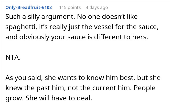 Woman Pushes Back When MIL Claims She Knows Husband Better, A Simple Pasta Question Ends It