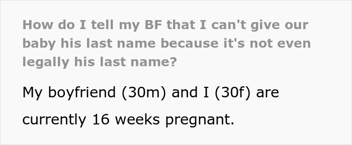 Guy Wants His Baby To Have His Bio Dad’s Surname Despite Not Having It Himself, Mom-To-Be Confused Guy Wants His Baby To Have His Bio Dad’s Surname Despite Not Having It Himself, Mom-To-Be Confused