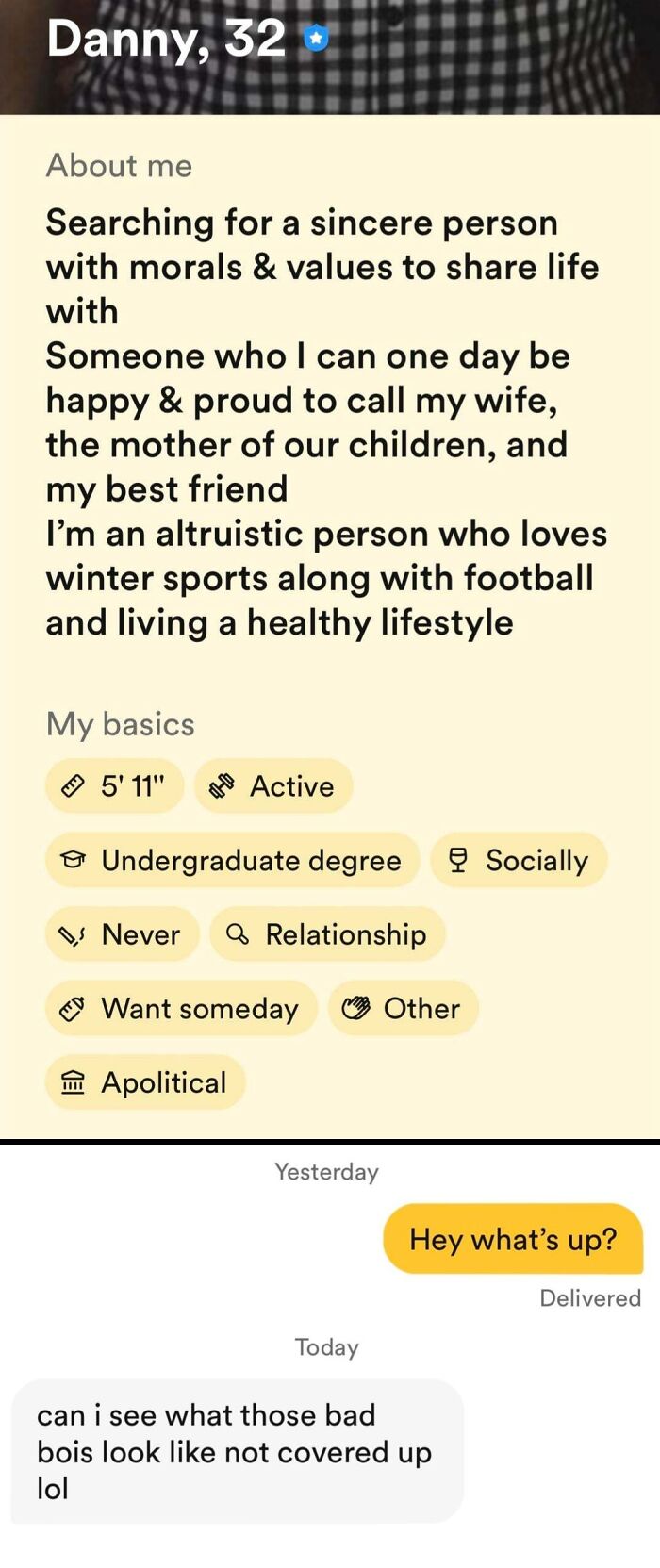 41 Dating App Screenshots That Range From Funny To Concerning (New Pics) 41 Dating App Screenshots That Range From Funny To Concerning (New Pics)