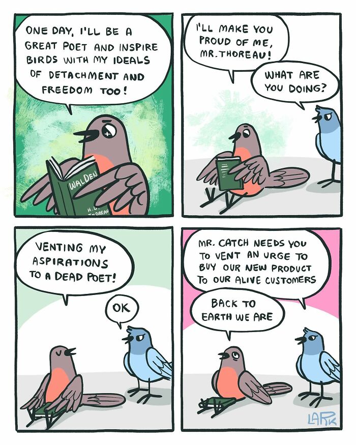 58 New Comics By Artist Lark About Birds Working Office Jobs For A Cat Boss