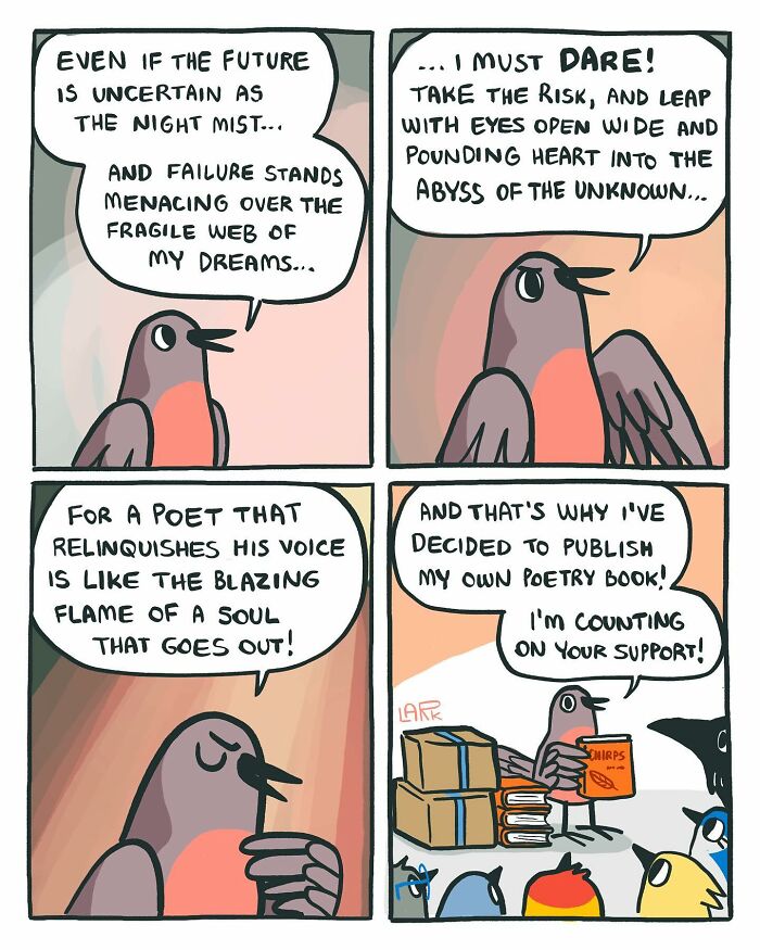 58 New Comics By Artist Lark About Birds Working Office Jobs For A Cat Boss