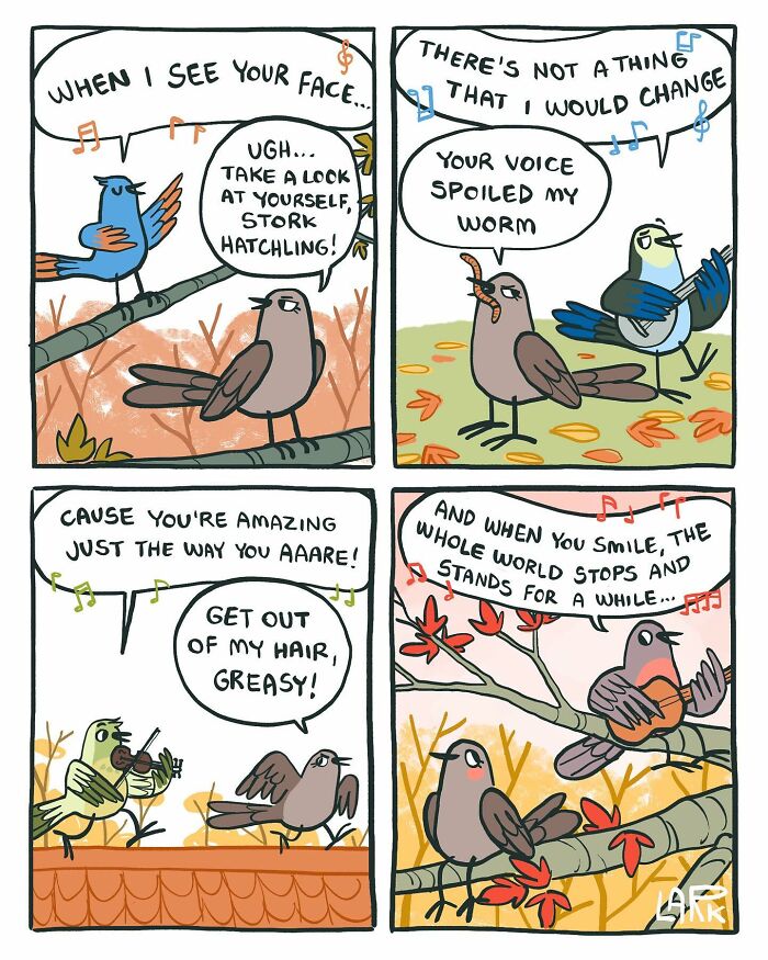 58 New Comics By Artist Lark About Birds Working Office Jobs For A Cat Boss