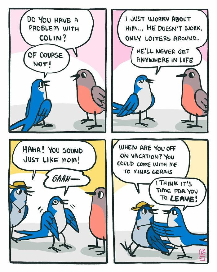 58 New Comics By Artist Lark About Birds Working Office Jobs For A Cat Boss