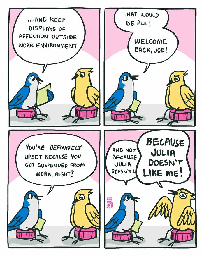 58 New Comics By Artist Lark About Birds Working Office Jobs For A Cat Boss