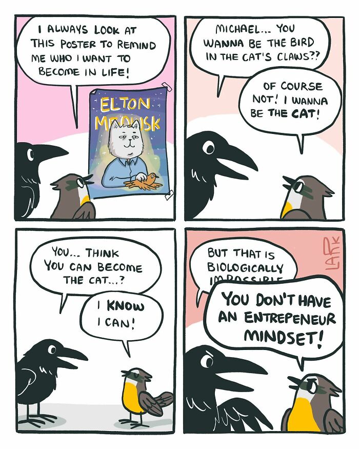 58 New Comics By Artist Lark About Birds Working Office Jobs For A Cat Boss