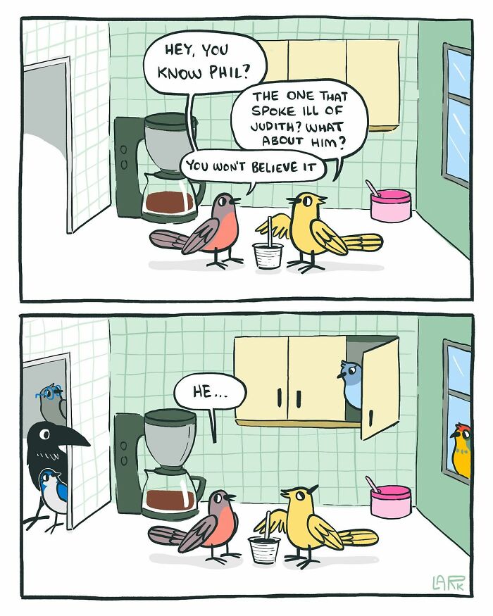 58 New Comics By Artist Lark About Birds Working Office Jobs For A Cat Boss