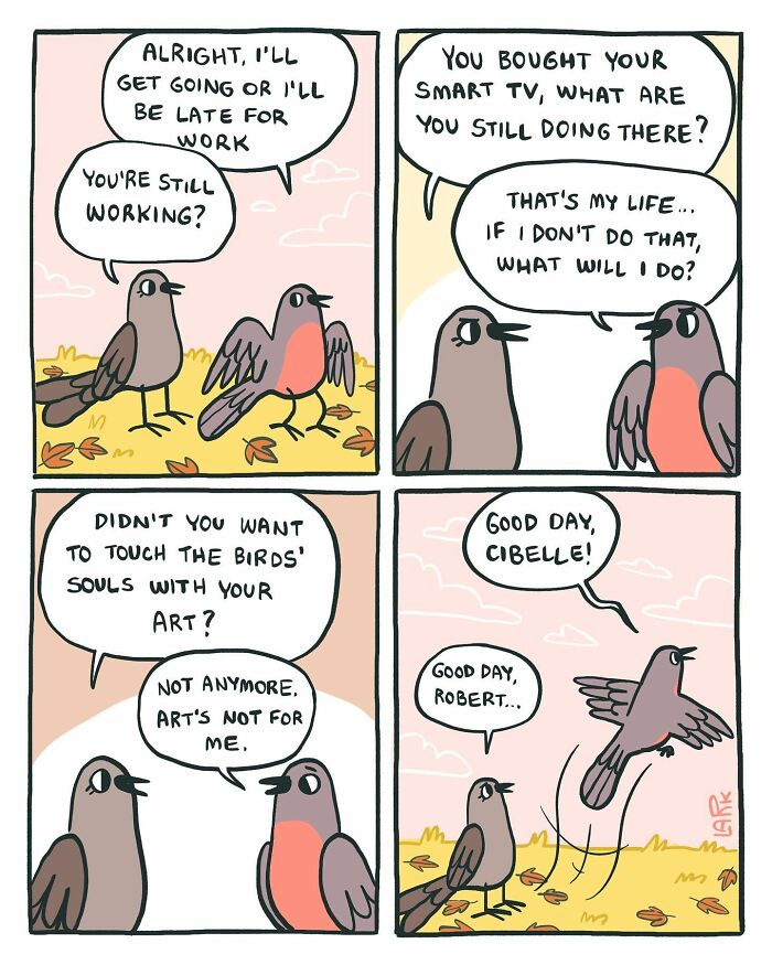 58 New Comics By Artist Lark About Birds Working Office Jobs For A Cat Boss