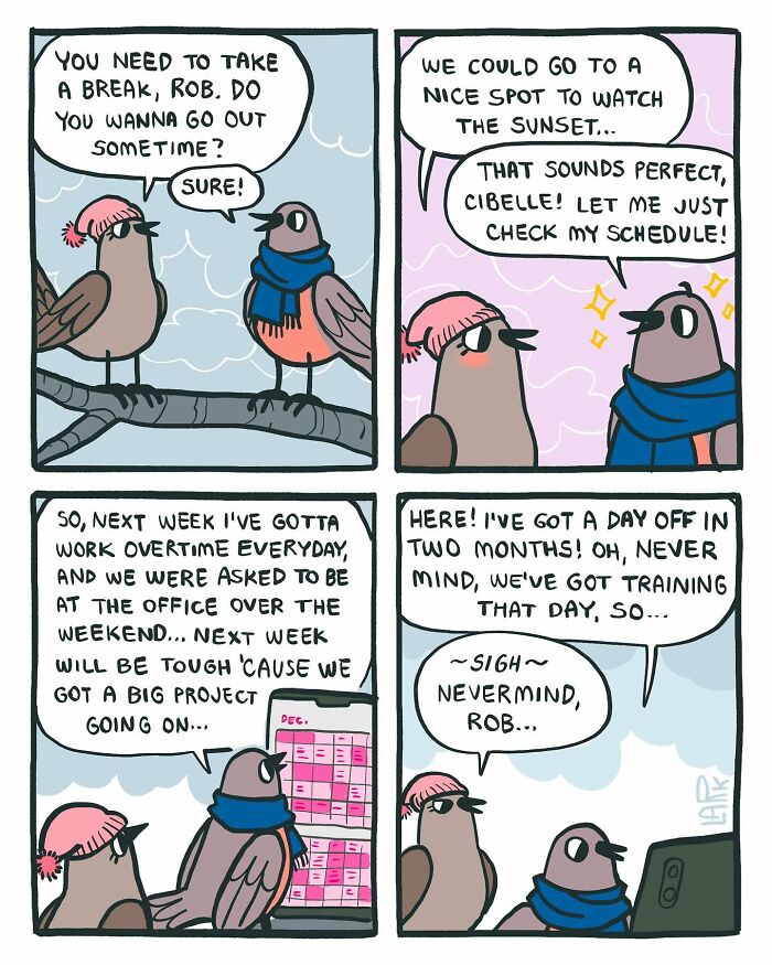 58 New Comics By Artist Lark About Birds Working Office Jobs For A Cat Boss