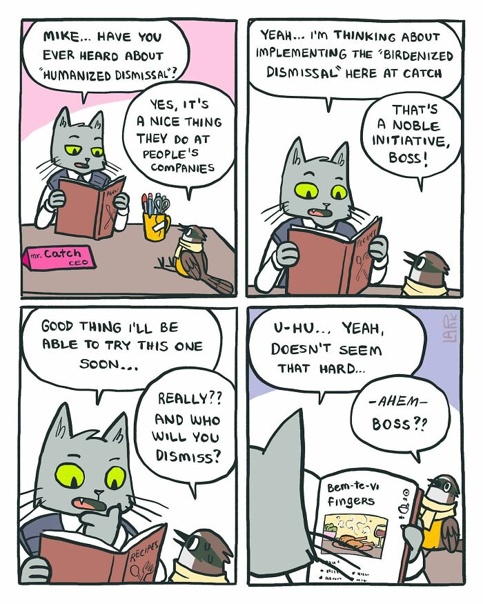 58 New Comics By Artist Lark About Birds Working Office Jobs For A Cat Boss