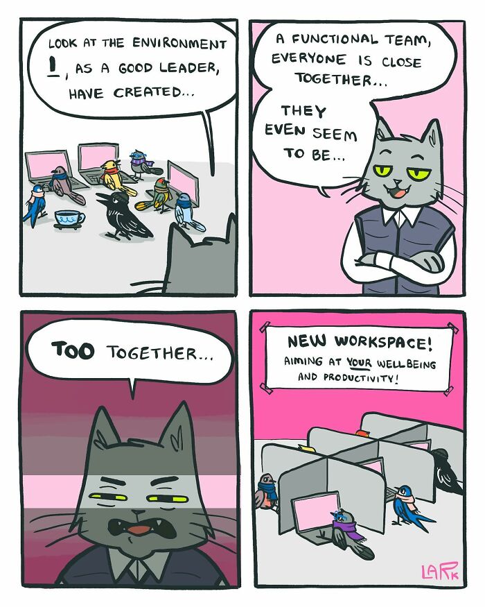 58 New Comics By Artist Lark About Birds Working Office Jobs For A Cat Boss
