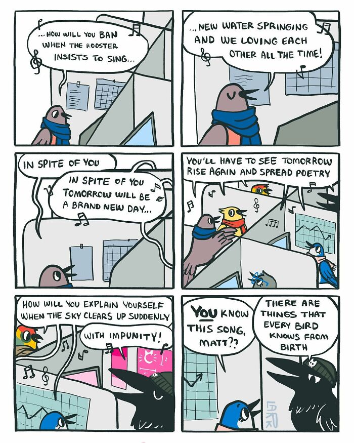 58 New Comics By Artist Lark About Birds Working Office Jobs For A Cat Boss