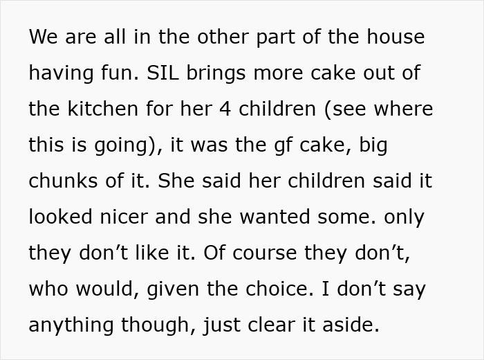 Greedy Lady Eats SIL&rsquo;s Gluten-Free Cake As It &ldquo;Looks Better,&rdquo; Sparks Drama As Hubby Scolds Her