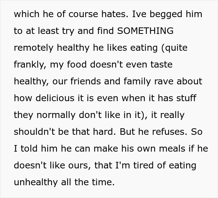 Wife Refuses To Eat “Garbage” Anymore, Husband Claims He’s Being Starved By Her Healthy Meals