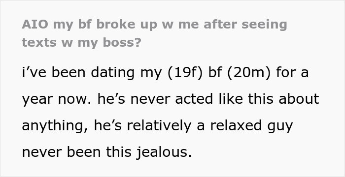 Woman Wonders If Her Conversations With Boss Were Inappropriate After Boyfriend Loses It