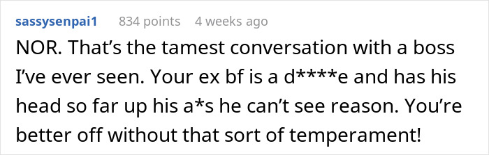 Woman Wonders If Her Conversations With Boss Were Inappropriate After Boyfriend Loses It